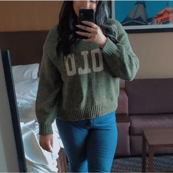 Polo Ralph Lauren Olive Green Logo Sweater LARGE Oversized Cotton Soft Cozy $300 - Picture 6 of 14